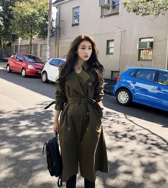 

women's trench coats stylish ladies fall /autumn women oversized coat plus size 2021 fashion office lady overcoat windbreaker, Tan;black