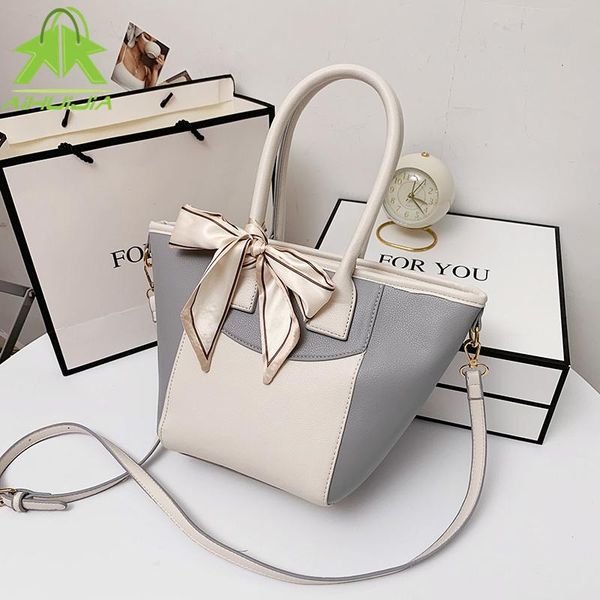 

evening bags 2021 fashion color contrast shoulder handbag pu leather crossbodybag luxury ribbons casual ladies messenger bag