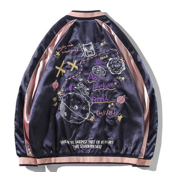 

jackets brand clothing embroidery jacket embroidered collar men loose couples leisure cardigan coat, Black;brown