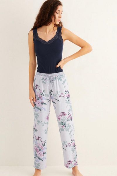 

women's pants & capris long sleepwear home suit autumn 2021 cotton printed casual and comfortable, Black;white