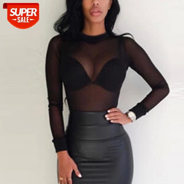 

women t shirt see through transparent mesh long sleeve sheer slim ladies turtleneck t-shirt #1x4p, White