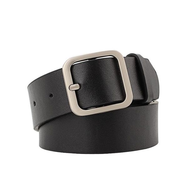 

belts women belt fashion solid color imitation leather alloy pin buckle casual simple decoration, Black;brown