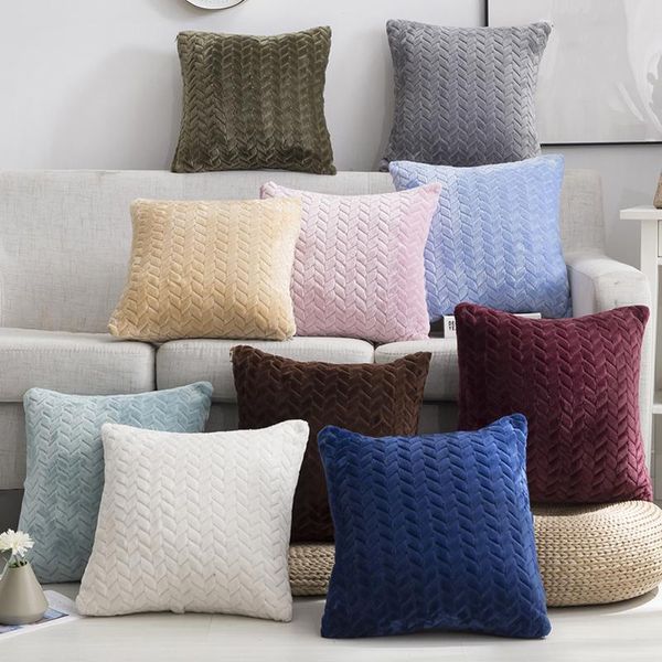 

pillow case 2021 flocking soild color throw cushion cover decorative pillowcases for sofa bed car supplies