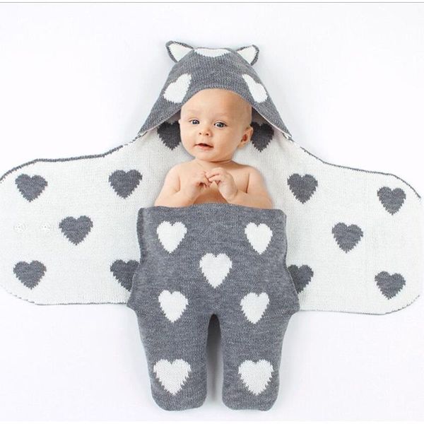 

blankets & swaddling baby swaddle wrap blanket knitted born with hood breathable hooded receiving sleeping bags