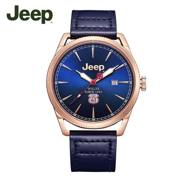 

wristwatches jeep watch willis male mechanical calendar waterproof luminous belt fashion men's quartz authentic, Slivery;brown