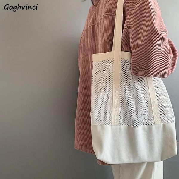 

evening bags fashion shoulder canvas women daily mesh solid teenagers designer large-capacity reusable casual totes female handbag eco