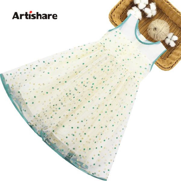 

girl's dresses big girl dot pattern dress for kids mesh summer costume 6 8 10 12 14, Red;yellow