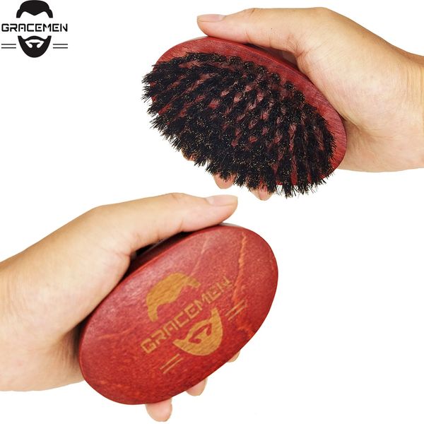 Moq 100 pcs Pincel para homens de logotipo personalizado para rosto / cabeça bigode cabelo vermelho alça de madeira escovas com 100% natural javali cerdas