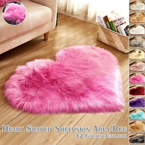 

carpets heart shape faux sheepskin carpet for living room soft long plush area mat rugs solid fluffy shaggy floor home decor gift