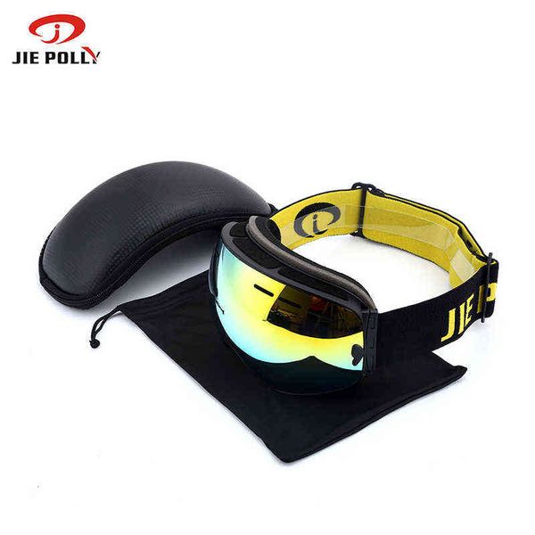 

jiepolly winter ski glasses anti-fog snowboard motocross goggles doble glasses men women polarized goggles for snowmobile 220110