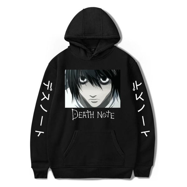 

men's hoodies & sweatshirts anime death note hoodie kawaii harajuku y2k streetwear sweatshirt undefined kpop coat long sleeve oversize, Black