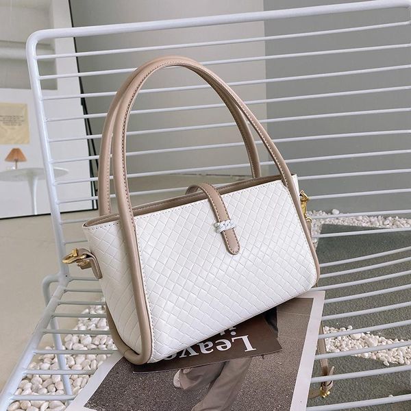

evening bags woven tote bag casual travel handbags high capacity pu leather shoulder for women brand purse simply shopper shopping