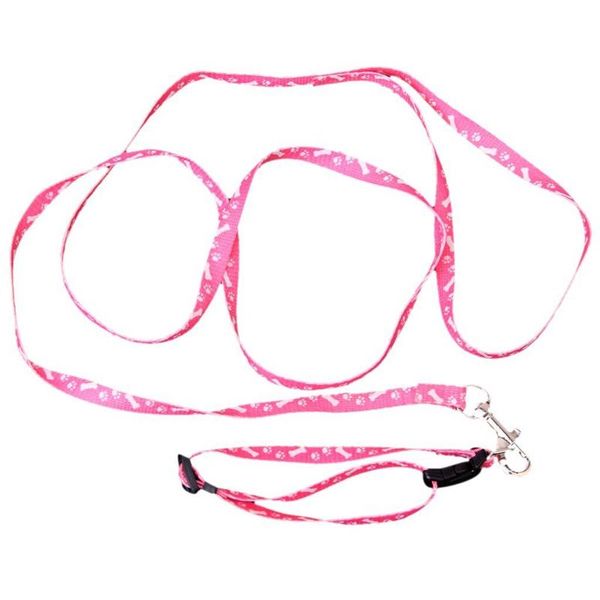 

dog apparel big deal bone paws print small pet leash lead & harness tool - pink