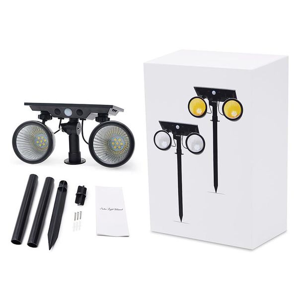 

solar lamps garden lights dual head lamp with pir motion sensor pure white led