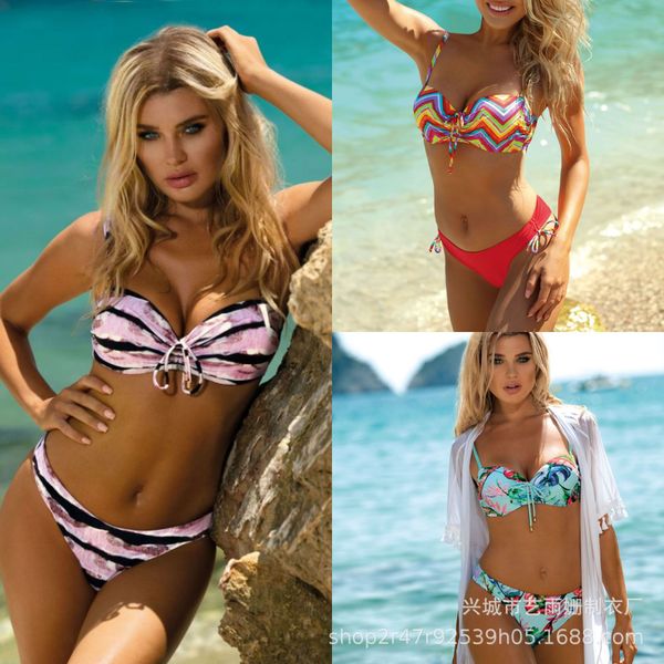

swimsuit striped bikini 2021 swimwear women push up set brazilian beachwear bathing suit high waist biquini summer