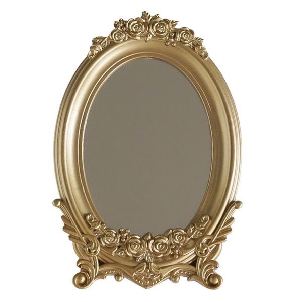 

mirrors 1pc household mirror tray decorative retro storage adornment (golden)