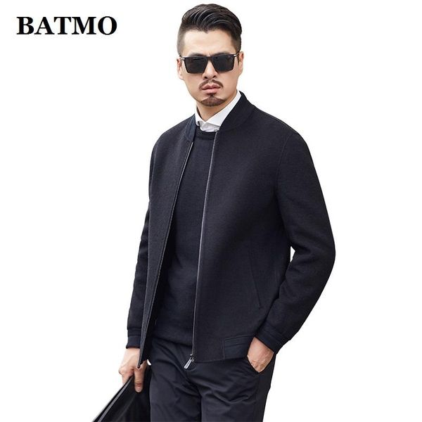 

men's wool & blends batmo 2021 arrival autumn 70% casual jackets men,men's plaid ,19a002, Black