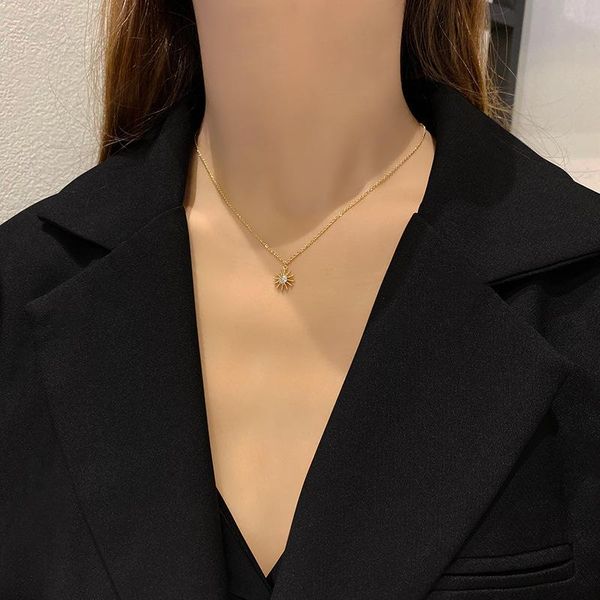 

pendant necklaces exquisite star and moon necklace for women simple fashion trend clavicle chain high sense niche jewelry, Silver