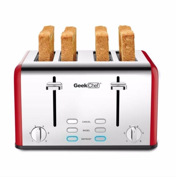

wholesales food processing equipment 4 slices geek chef stainless steel extra-wide slot toaster dual control panel bagel0function 6 shade se