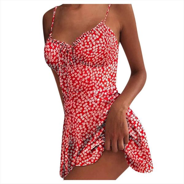 

fashion summer v neck womens dresses dot print frilled strap backless sling beach vestidos sundress, Black;gray