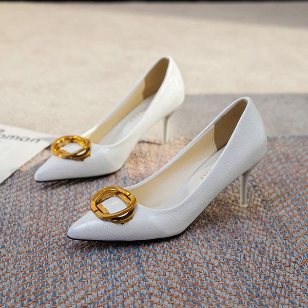 

dress shoes 2021 brand women pumps luxury metal high heels summer bride comfortable triangle heeled party wedding, Black