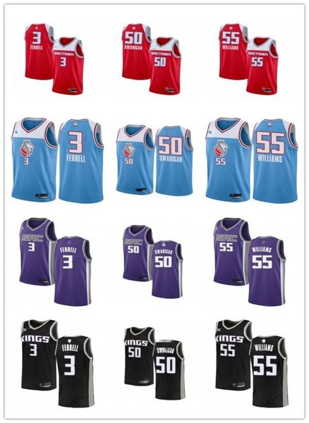 

menÂ womenÂ youth\rsacramento\rkings\r3 yogi ferrell 50 caleb\rswanigan 55 jason\rwilliams black white custom basketballÂ jersey