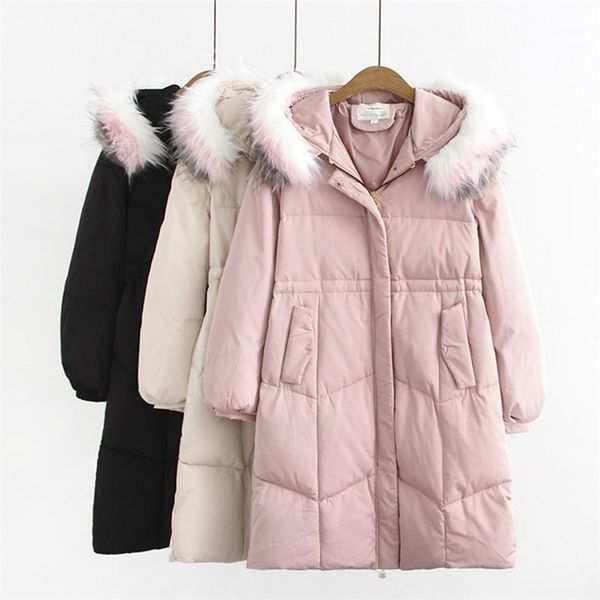 

women's down & parkas 2021 oversize hooded jacket women winter white duck outerwear female fur collar plus size 4xl coats g7491, Black