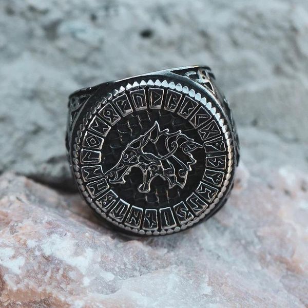 

cluster rings nordic viking hungry wolf fenril ring 925 vintage thai silver jewelry wholesale for men and women size 7-11, Golden;silver