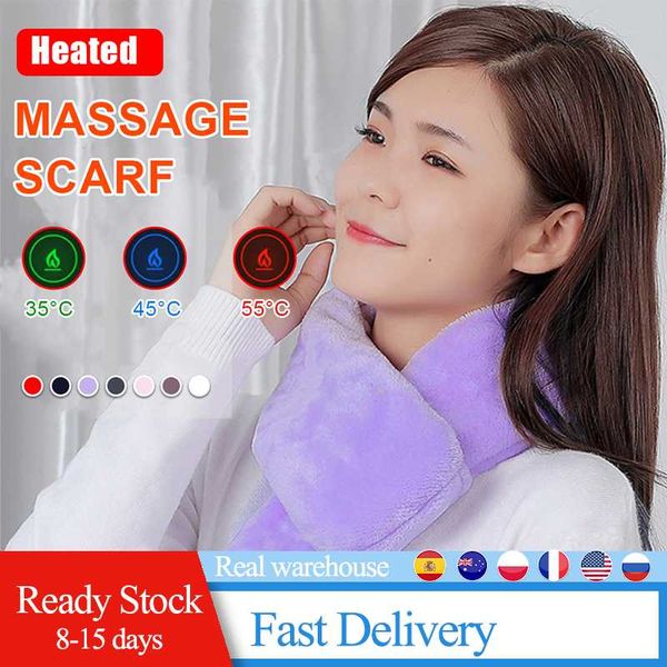 

heated vest accessary usb men and women winter scarf shawl foreign trade smart heating solid color vibration massage cycling caps & masks, Black