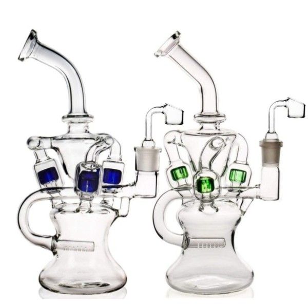 Wasserpfeifen Doppelkammer-Recycler-Bong mit Percolator-Becherbongs