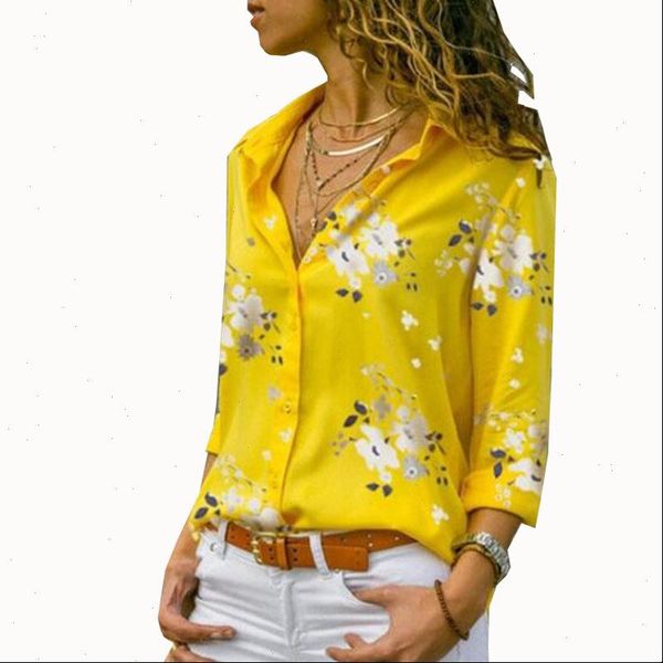 

autumn elegant long sleeve womens blouses print v neck chiffon work wear shirts plus size 5xl lapel blusa, White