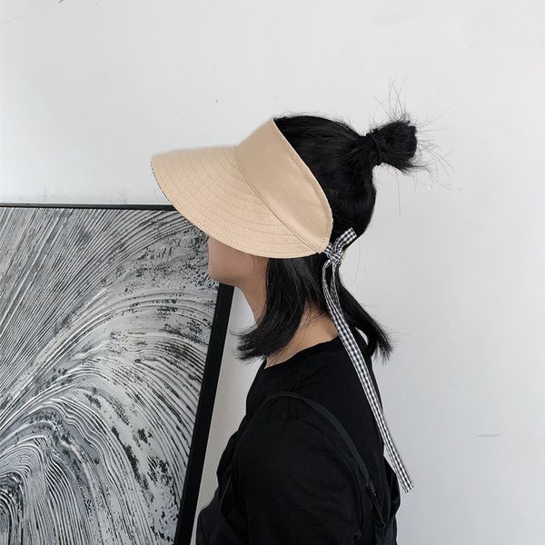 

korean version double-sided wear korean version versatile empty hat female spring and summer leisure lattice sun shading cap male, Blue;gray
