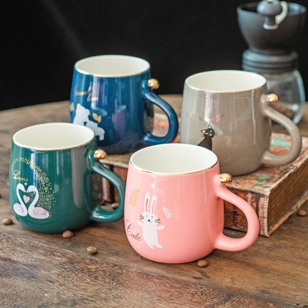 

mugs animal tail ceramic cup mouth gold line high-grade water german glazed mark