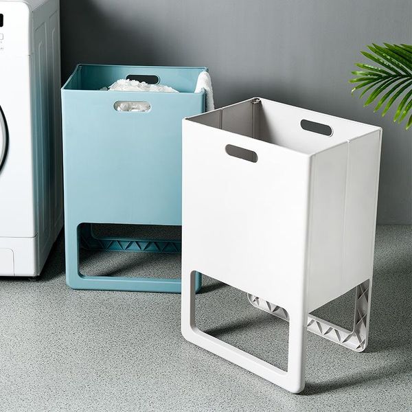 

plastic dirty laundry basket folding clothes storage household hamper for bedroom bathroom organizer stand up & organization