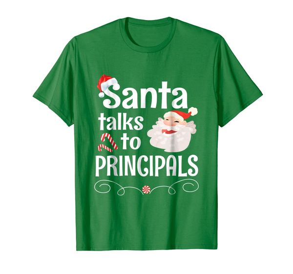 

santa talks to principal cute shirt merry xmas lover, White;black