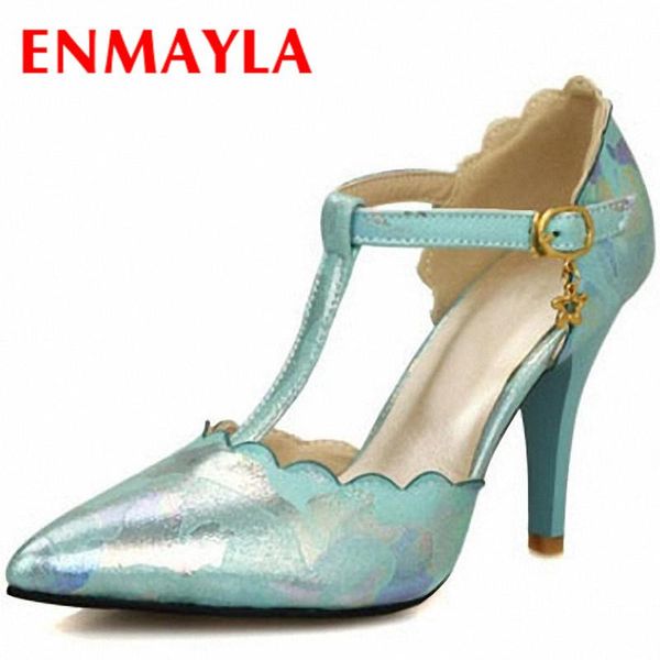 

fashion pointed toe women pumps high heels ankle straps ladies sandals shoes woman big size 34-47 dress, Black