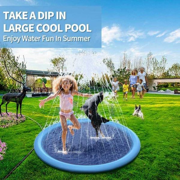 

inflatable floats & tubes outdoor swimming pool pet sprinkler pad play cooling splash mat water spray tub for dog summer cool