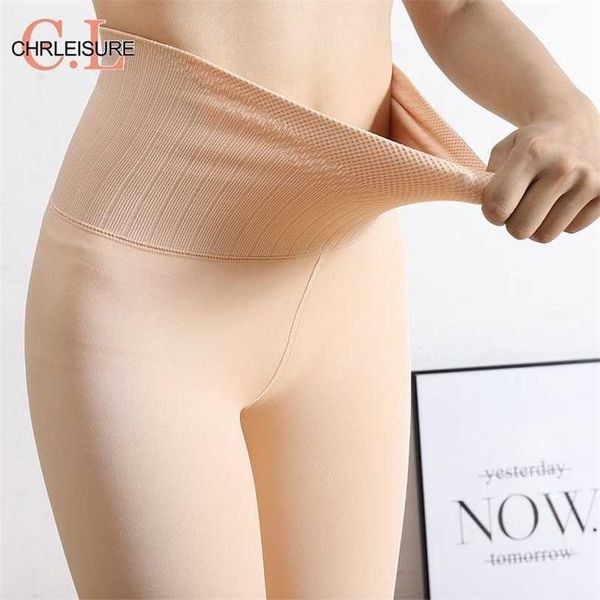 

chrleisure thicken women winter leggings high waist warm stretch velvet feminina mujer legins solid color pants 211130, Black