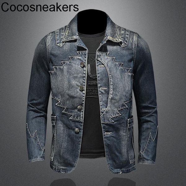 

men's jackets autumn suit denim slim retro 5027 control long term, Black;brown