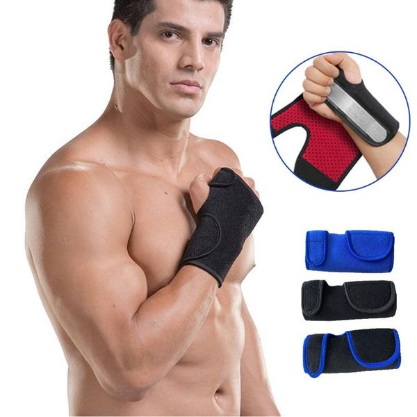 

wrist support removable adjustable wristband steel brace arthritis sprain carpal tunnel splint wrap protector #g3, Black;red