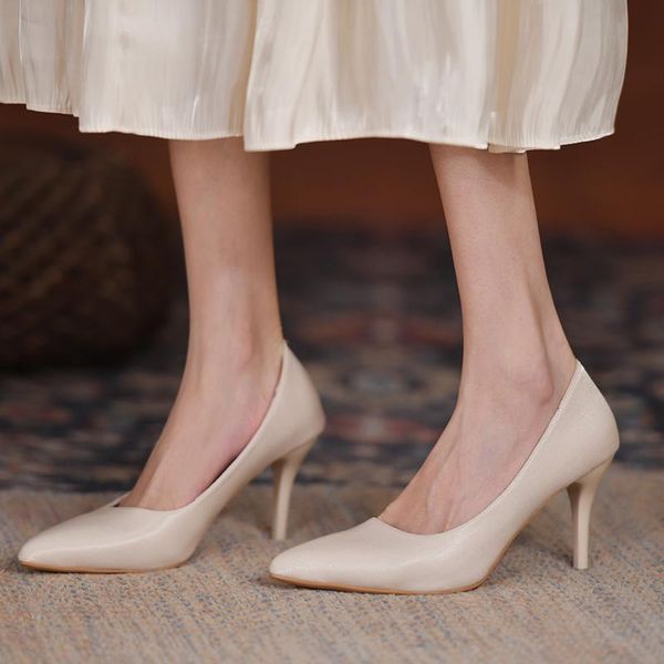 

dress shoes women's high heels 2021 simple stiletto pointed with buckle, Black