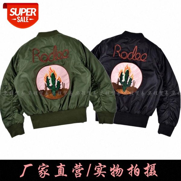 

travis scott rodeo bomber jacket heavy embroidered cactus for men and women #n139, Black;brown