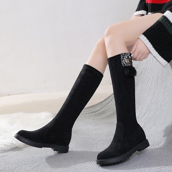 

boots fashion winter over the knee suede warm women's 2021 long, Black