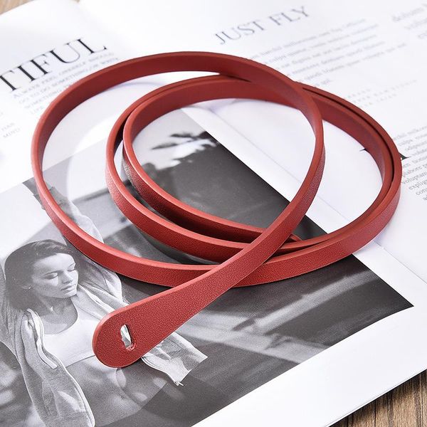 

knotted belt decoration pu leather slim waistband women jeans dress belts, Black;brown