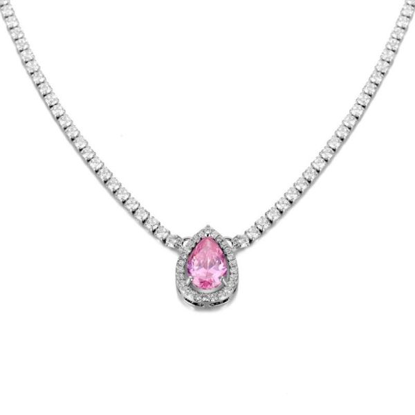 

pendant necklaces 2021 summer european and american style gold-plated colorful zircon drop-shaped necklace for women daily accessories, Silver
