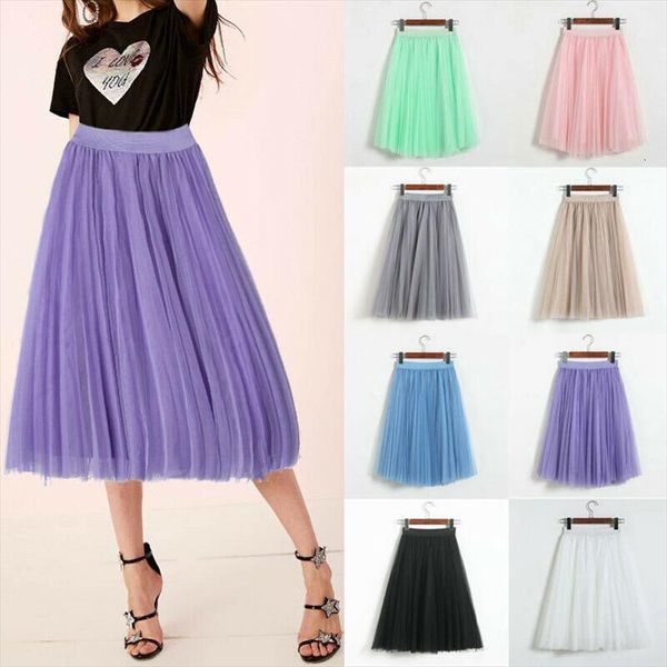 

fashion girl tutu tulle vadim womens skirt elastic waist mesh net maxi pleated long, Black
