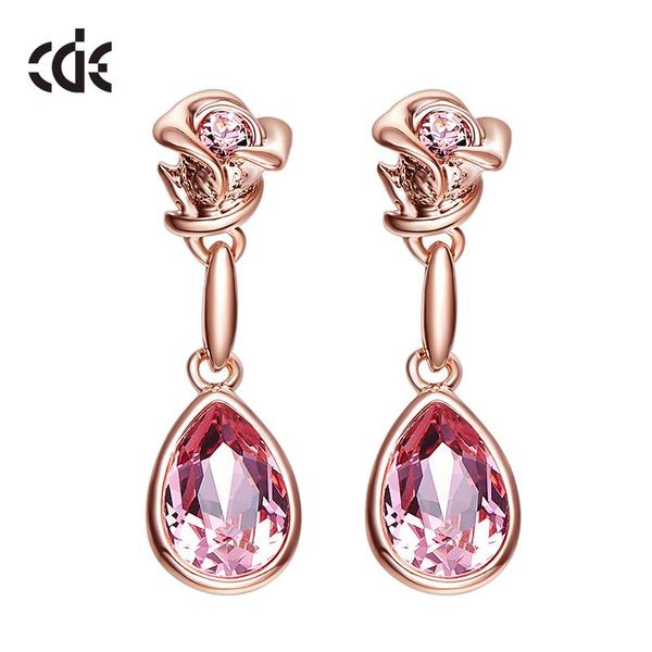 

earrings explosions rose are made of crystal gold stud, Golden;silver