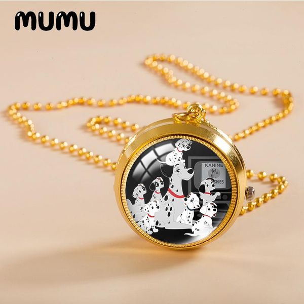 

pendant necklaces 2021 101 dalmatians pocket watch necklace puppy gold color vintage glass dome jewelry gifts, Silver