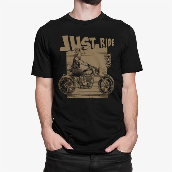 

just ride mens road custom motorbike t-shirt biker american motorcycles, White;black