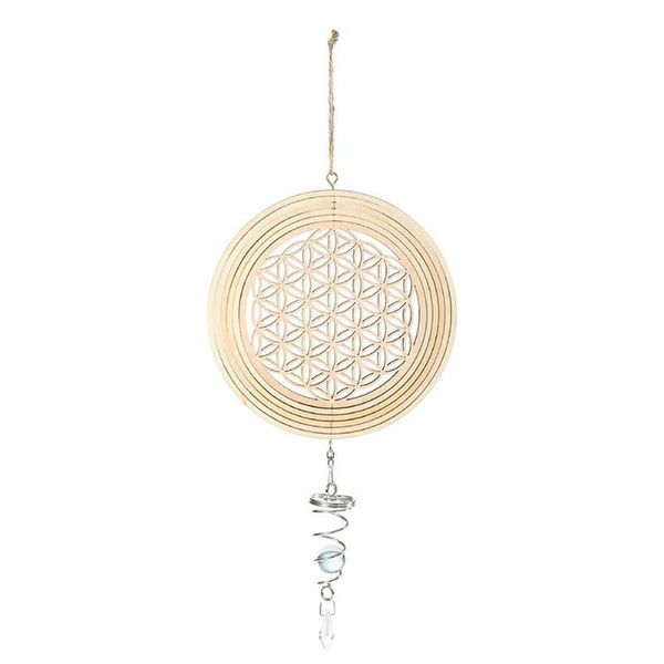 

decorative objects & figurines wooden flower wind spinner wall hanging home garden party rotating decor diy outdoor ornaments